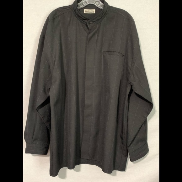 Divinci Collection | Men's XXL | Long Sleeve Black/Plaid Collared Preacher Shirt - Picture 1 of 7